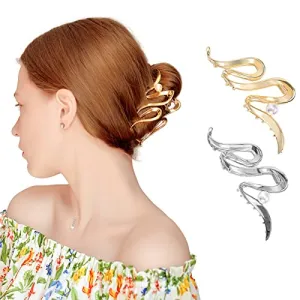 (2 Pcs) Large Gold Silver Metal Hair Claw Clips | Lolalet