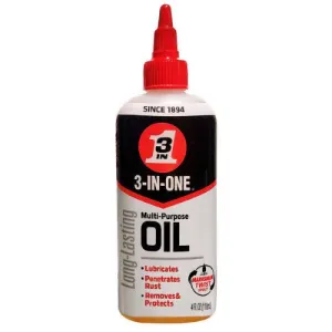 3-In-One 100703 4 oz Bottle of Multi-Purpose Lubricating Drip Oil