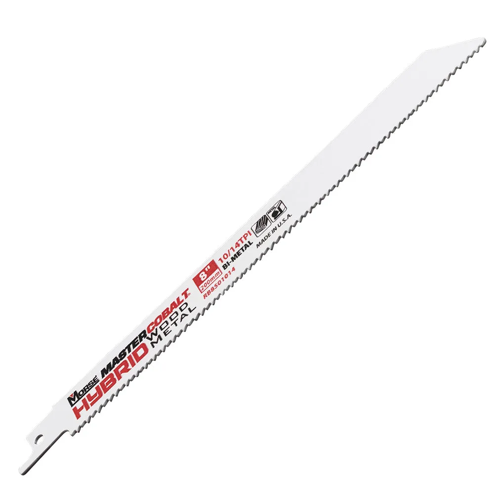 50 Pc MK Morse Master Cobalt Hybrid Bi Metal 10-14 TPI Reciprocating Saw Blades 8"x3/4"x.050" Wood Plastic for Industrial Shop DIY Hobby