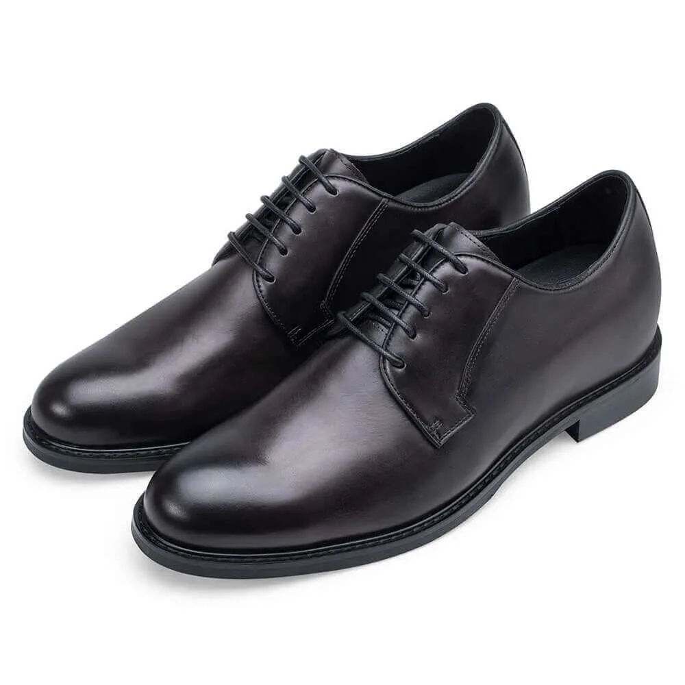 6CM / 2.36 Inches Taller - CMR CHAMARIPA Men's Shoes That Make You Taller - Height Increasing Shoes - Black Cow Leather Derby Shoes