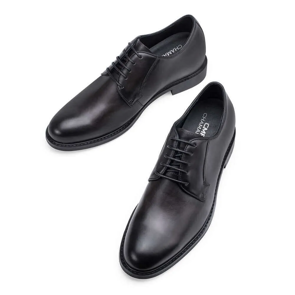 6CM / 2.36 Inches Taller - CMR CHAMARIPA Men's Shoes That Make You Taller - Height Increasing Shoes - Black Cow Leather Derby Shoes