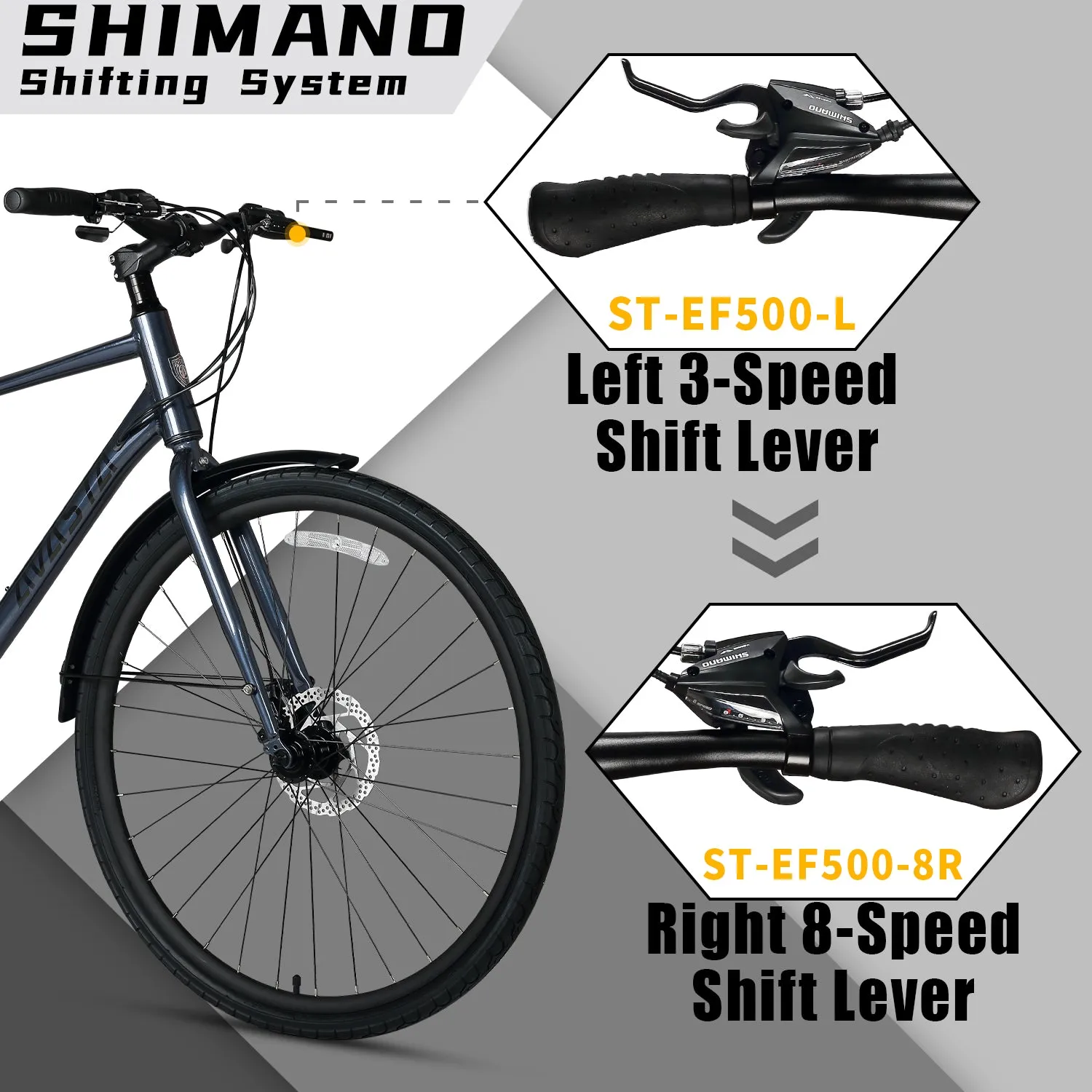 700C Hybrid Bike with 24 Speed for Men-Uranus