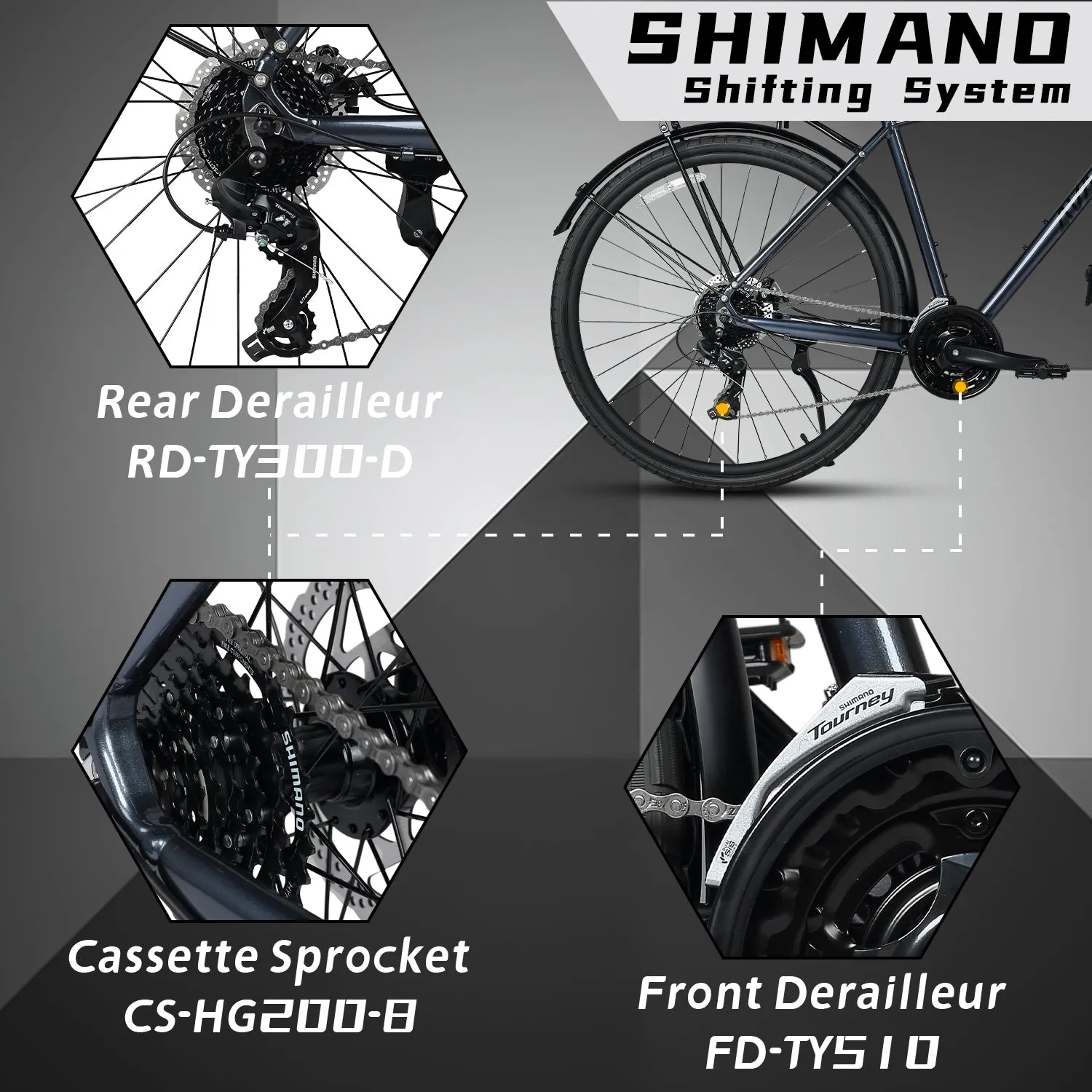 700C Hybrid Bike with 24 Speed for Men-Uranus