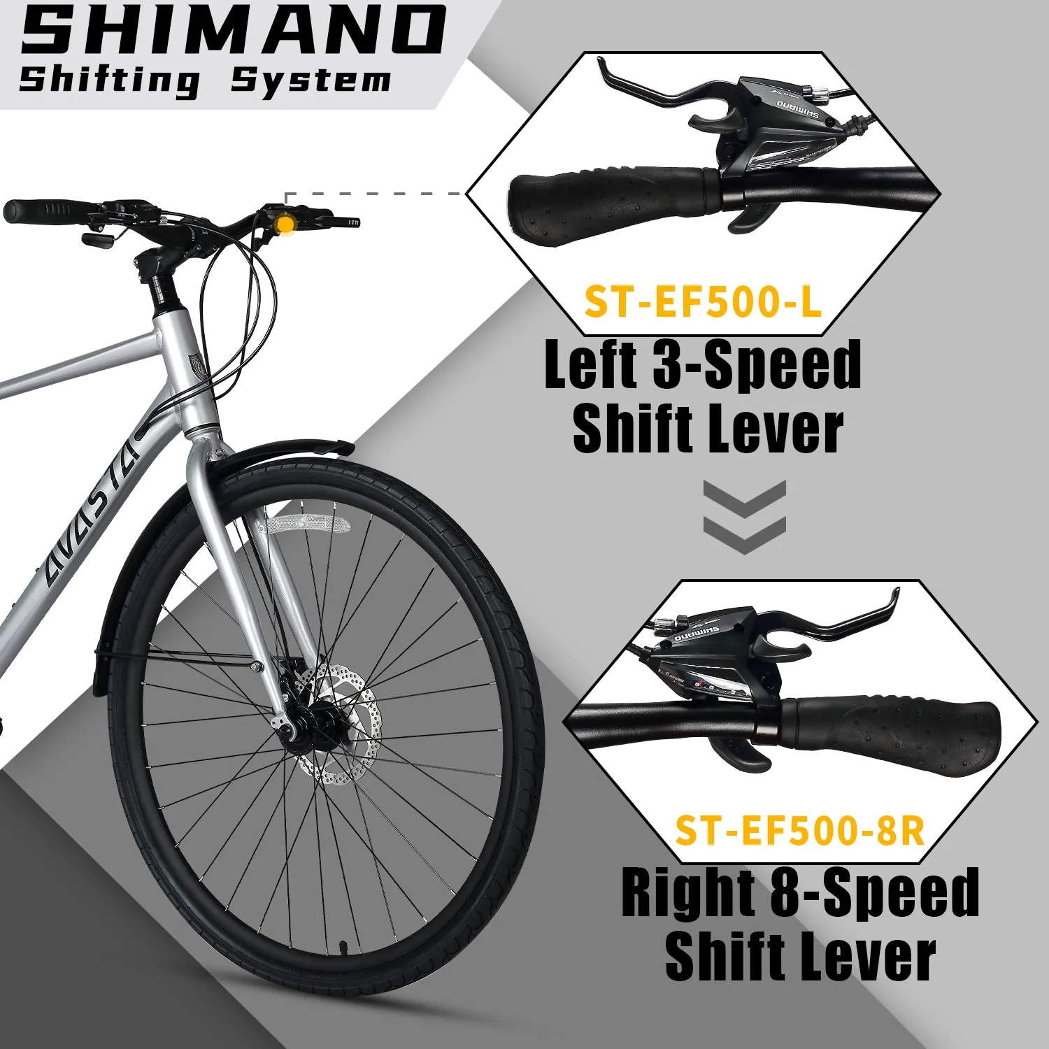 700C Hybrid Bike with 24 Speed for Men-Uranus