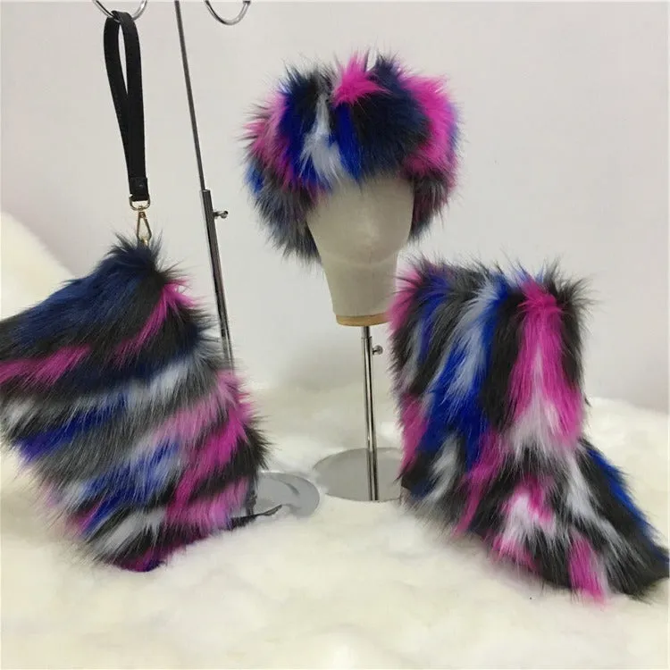 Adult Faux Fur Headband/Boots/Bag set 3pcs (SE8017)