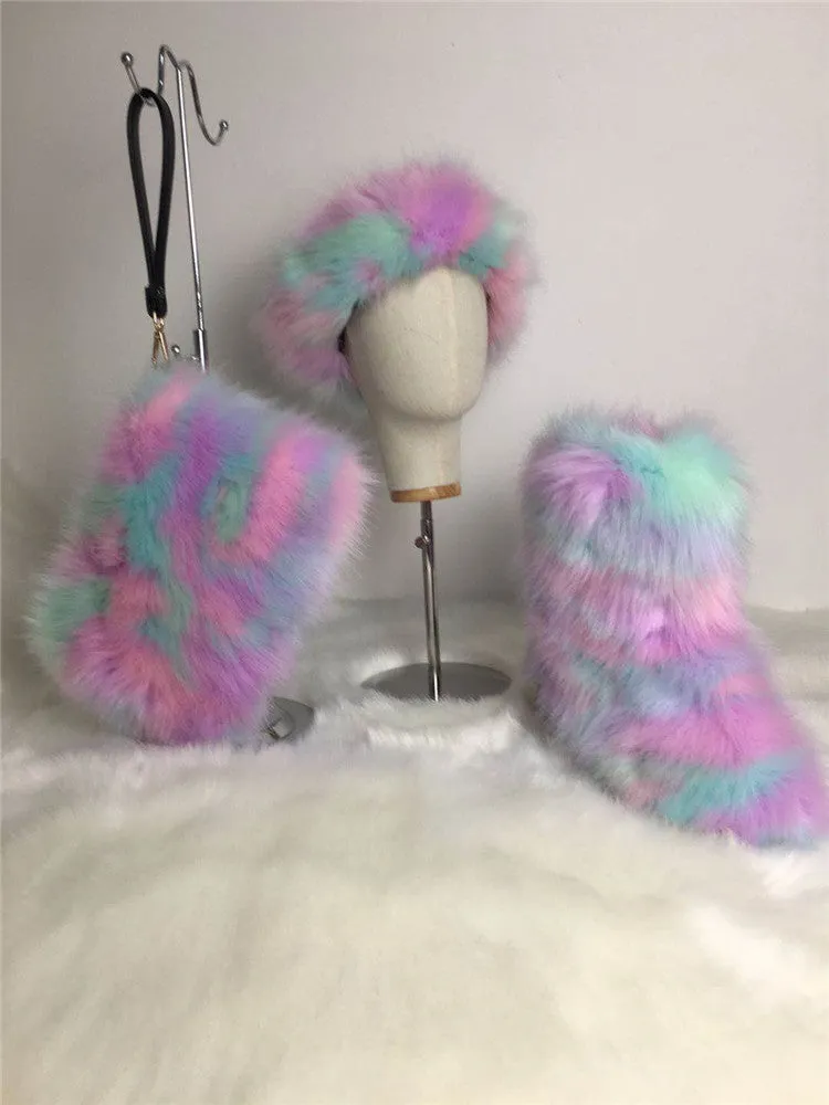 Adult Faux Fur Headband/Boots/Bag set 3pcs (SE8017)