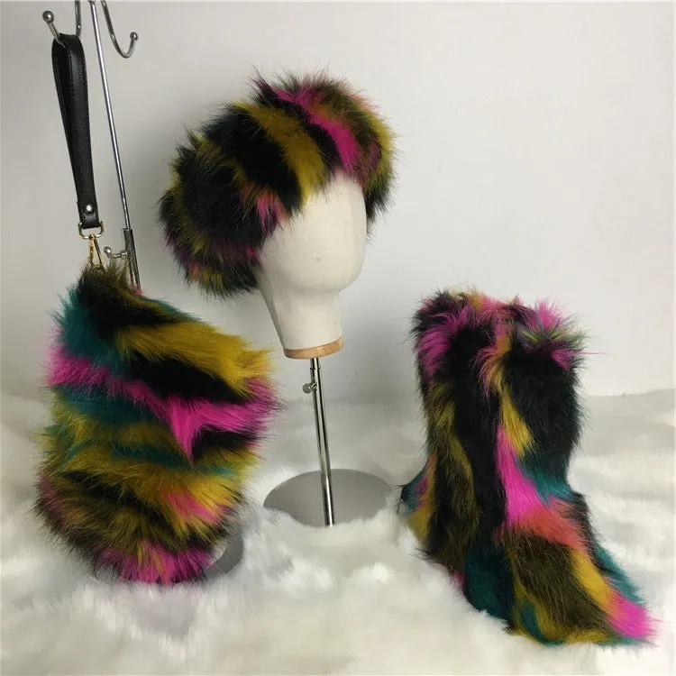 Adult Faux Fur Headband/Boots/Bag set 3pcs (SE8017)