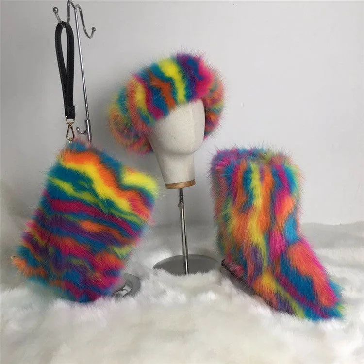 Adult Faux Fur Headband/Boots/Bag set 3pcs (SE8017)