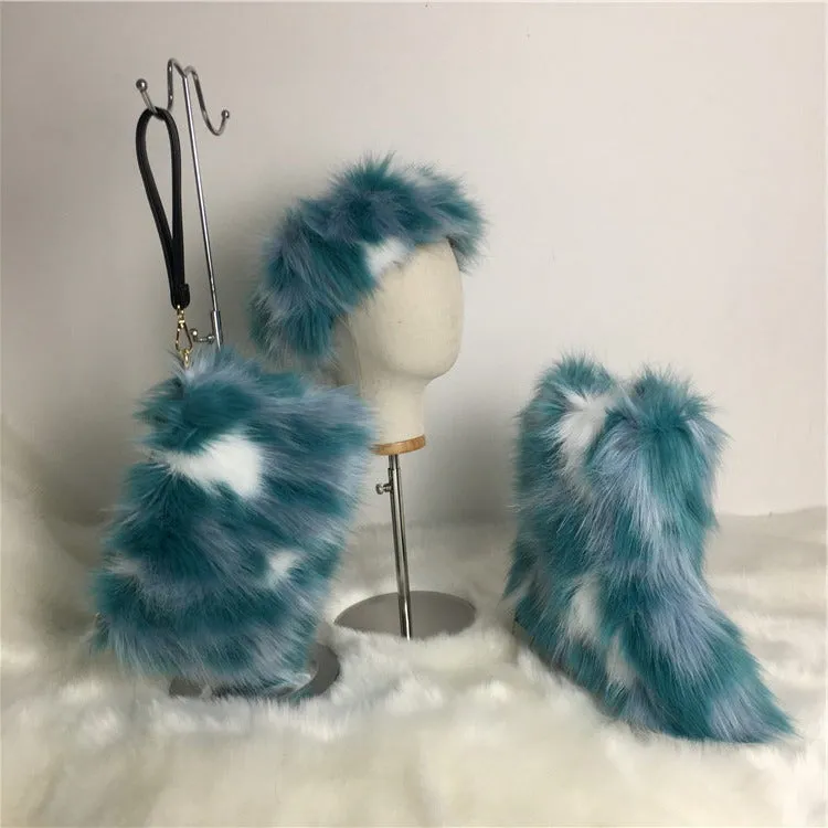 Adult Faux Fur Headband/Boots/Bag set 3pcs (SE8018)