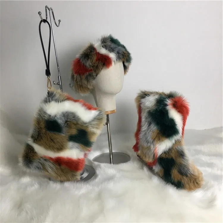 Adult Faux Fur Headband/Boots/Bag set 3pcs (SE8018)