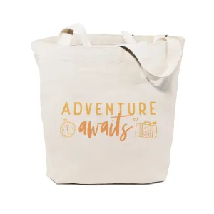 Adventure Awaits Cotton Canvas Tote Bag by The Cotton & Canvas Co.