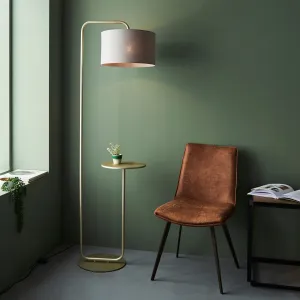 Amos Hybrid Floor Lamp with Table Satin Champagne
