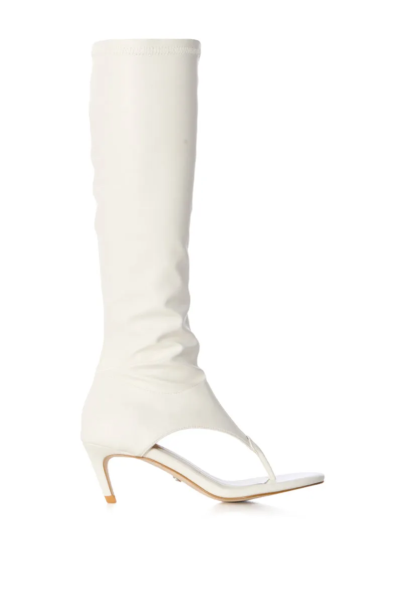 AZALEA WANG CECILE OPEN TOE SANDAL BOOT IN WHITE
