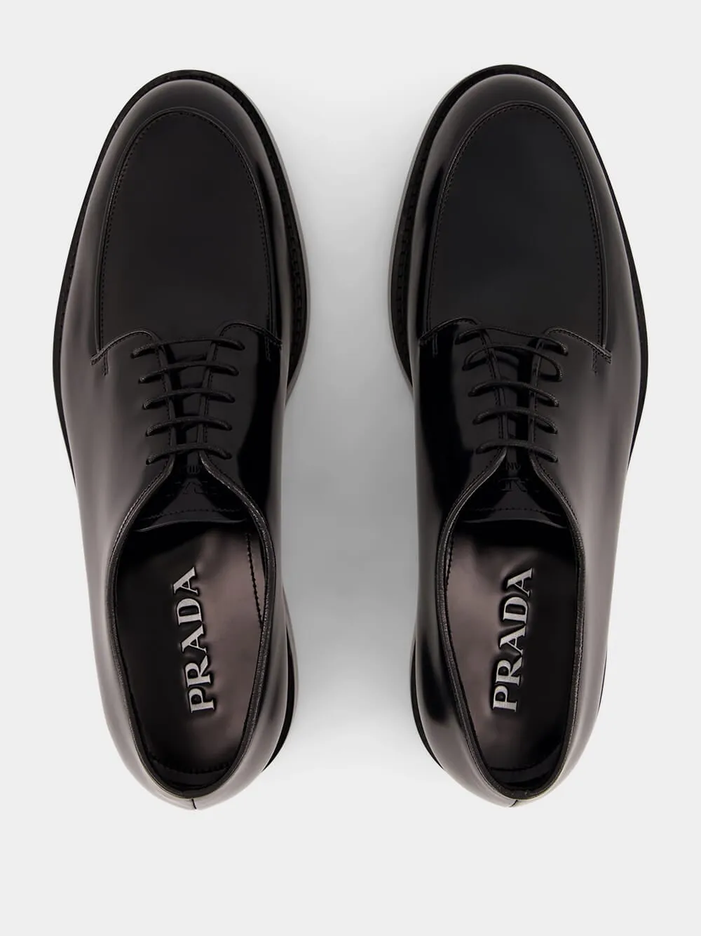 Black Brushed Leather Derby Shoes