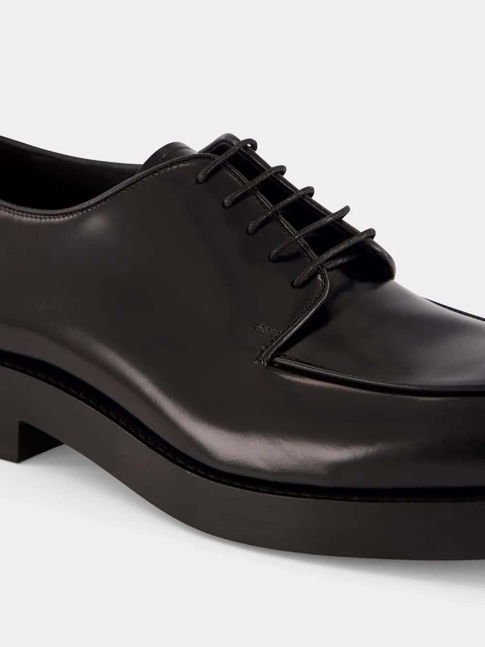 Black Brushed Leather Derby Shoes