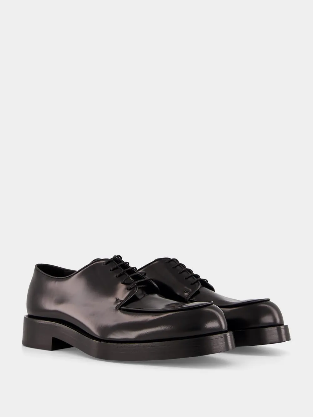 Black Brushed Leather Derby Shoes