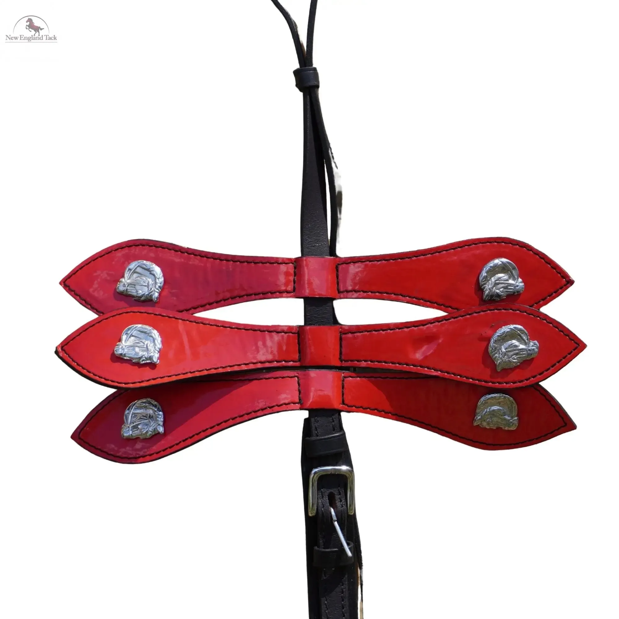 Black Horse Patent Leather Driving Harness Red Trim Set Available In All Sizes