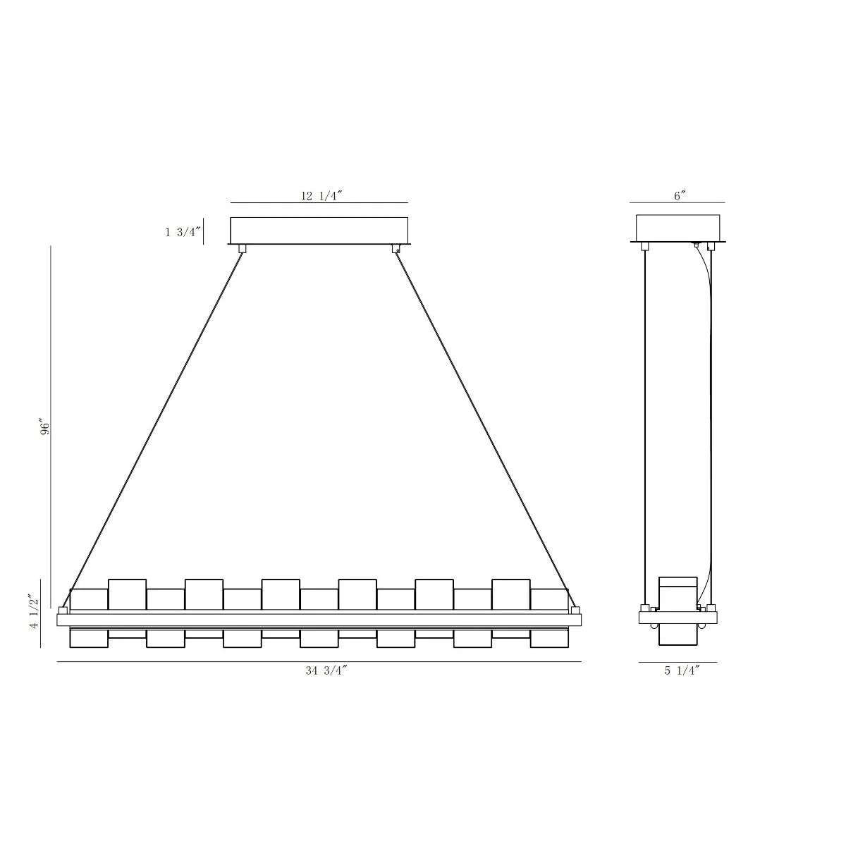 Bruco 2 Lights 35 in. LED Chandelier Black Finish