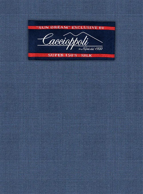 Caccioppoli Sun Dream Prito Blue Wool Silk Suit