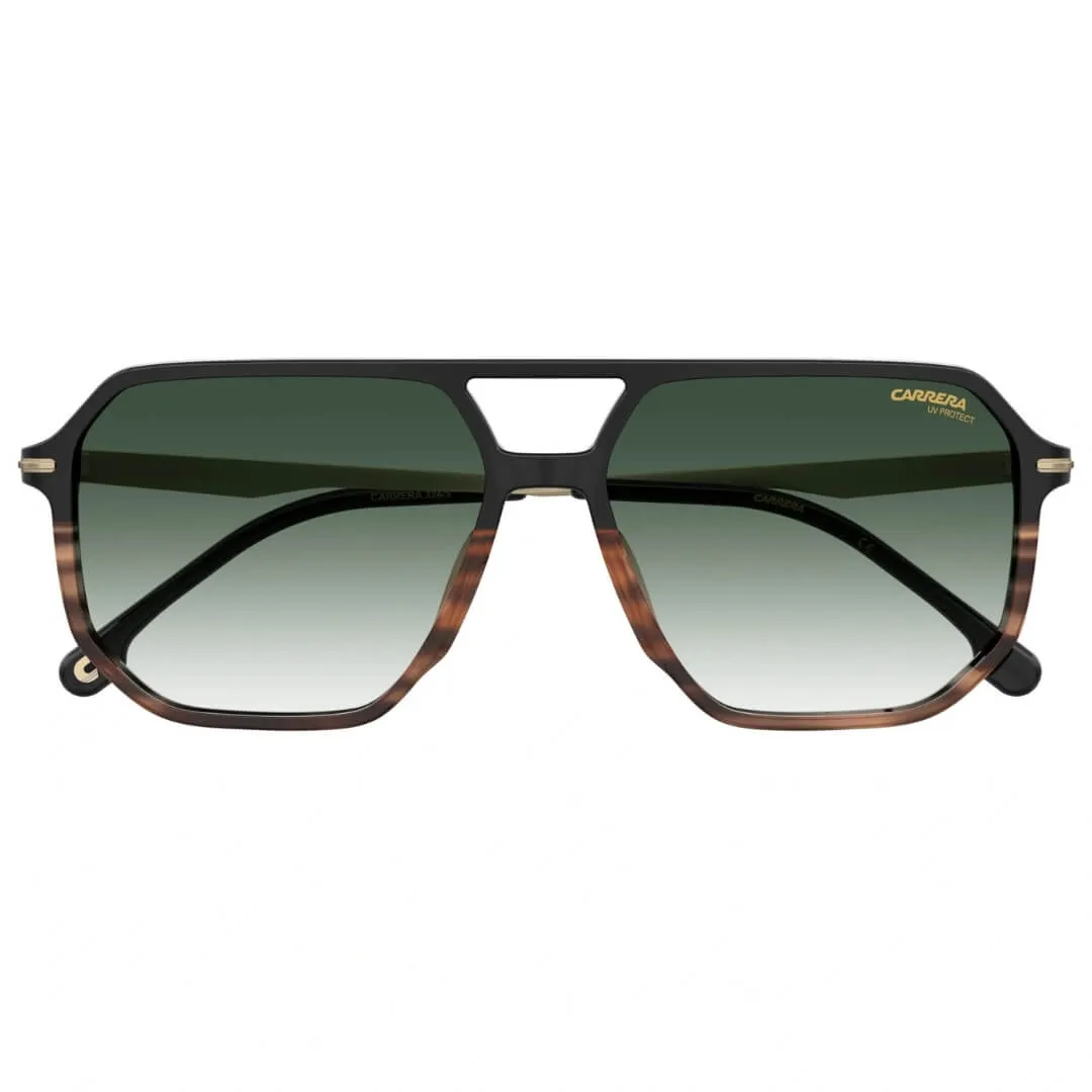 Carrera 324/S WR7/599K Unisex Aviator Sunglasses - Black Havana/Green Mirror