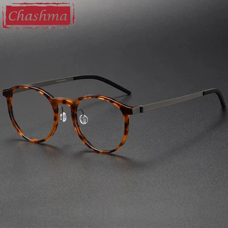 Chashma Unisex Full Rim Round Acetate Titanium Eyeglasses 1836
