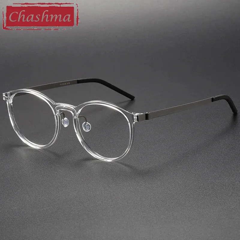Chashma Unisex Full Rim Round Acetate Titanium Eyeglasses 1836