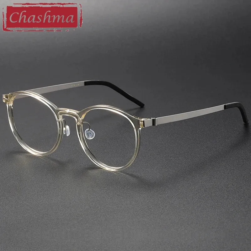 Chashma Unisex Full Rim Round Acetate Titanium Eyeglasses 1836