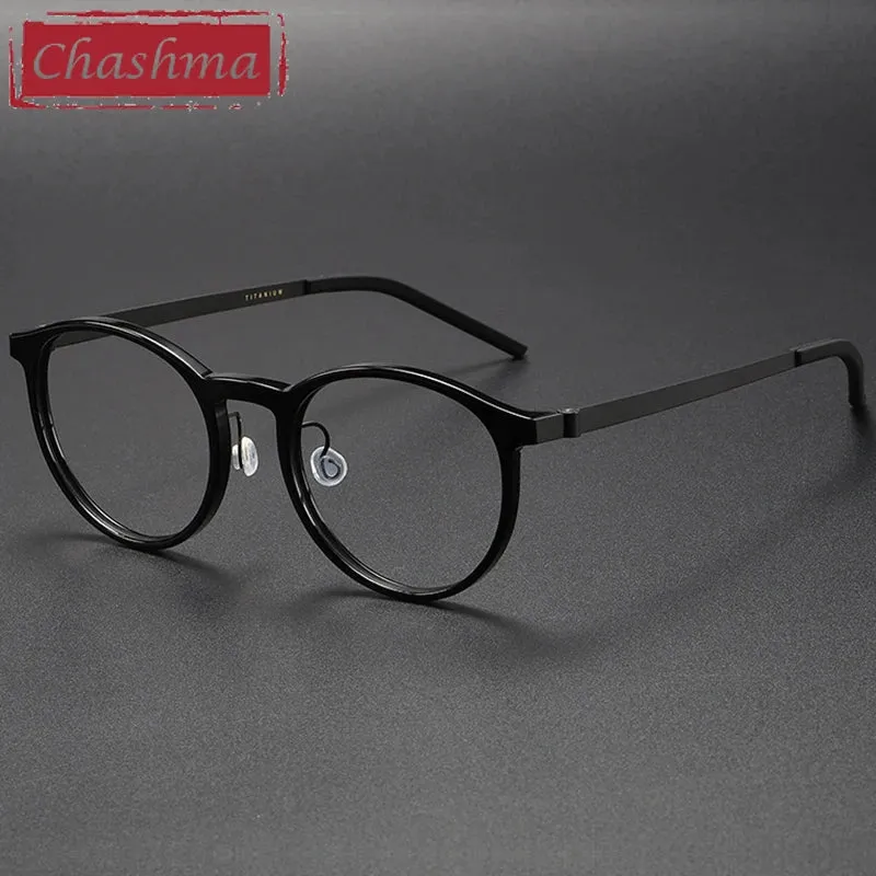 Chashma Unisex Full Rim Round Acetate Titanium Eyeglasses 1836
