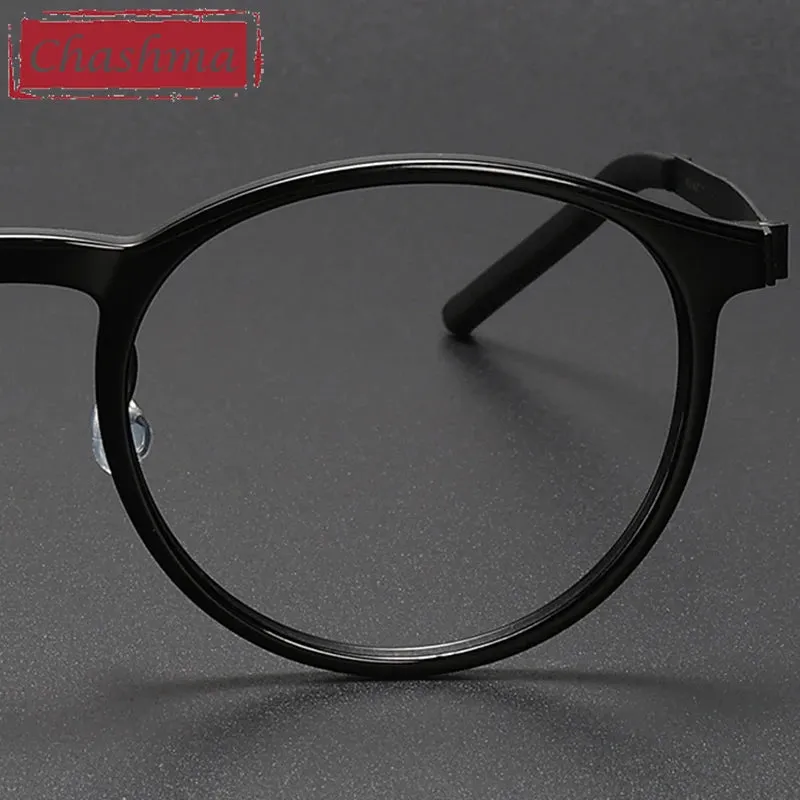 Chashma Unisex Full Rim Round Acetate Titanium Eyeglasses 1836