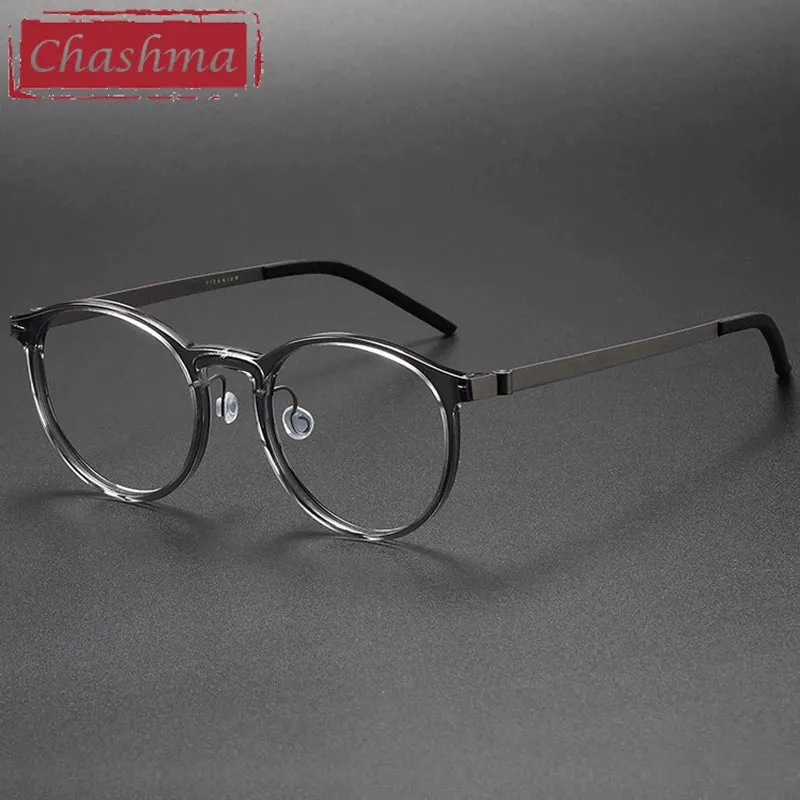 Chashma Unisex Full Rim Round Acetate Titanium Eyeglasses 1836