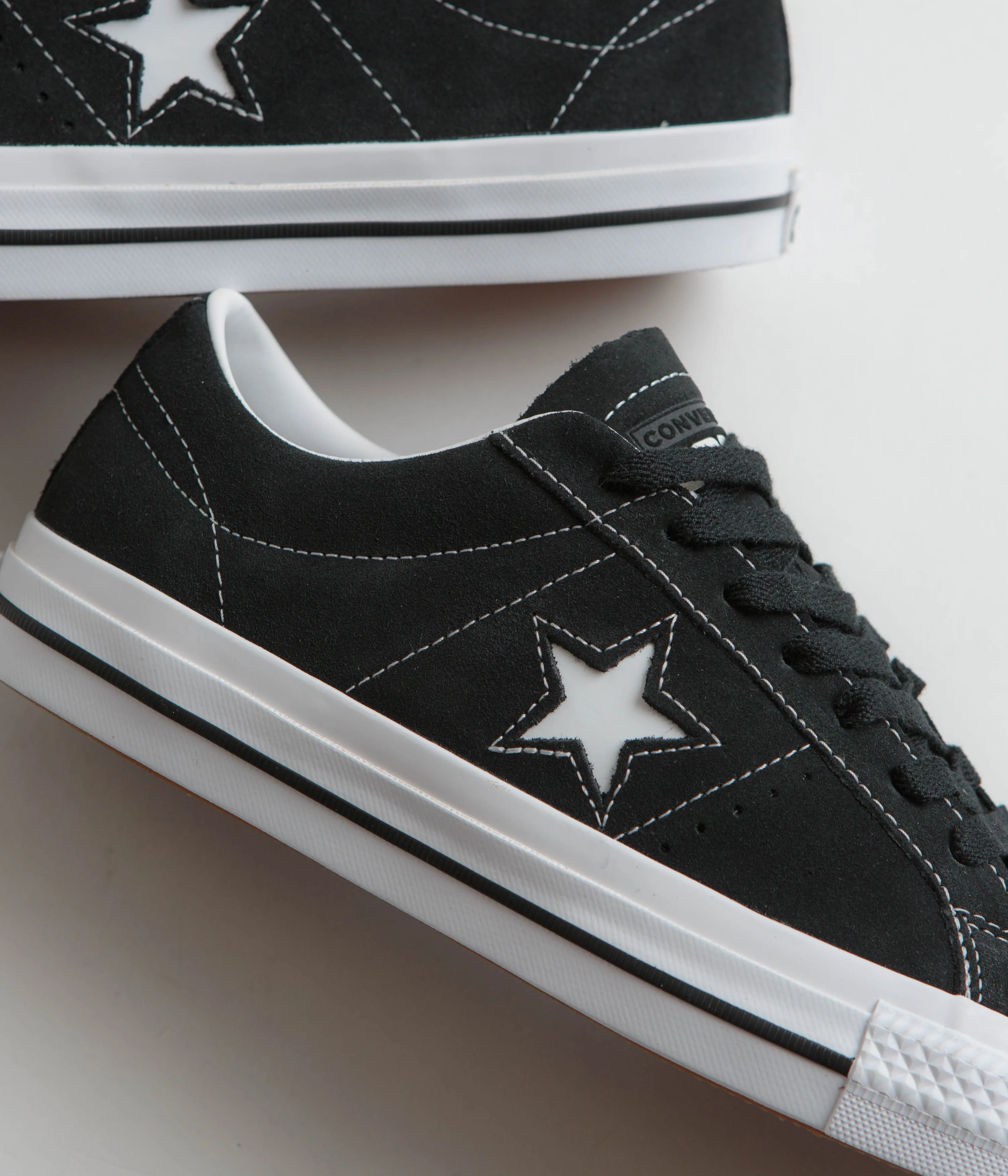 Converse Cons One Star Pro Suede Ox Shoes - Black / Black / White