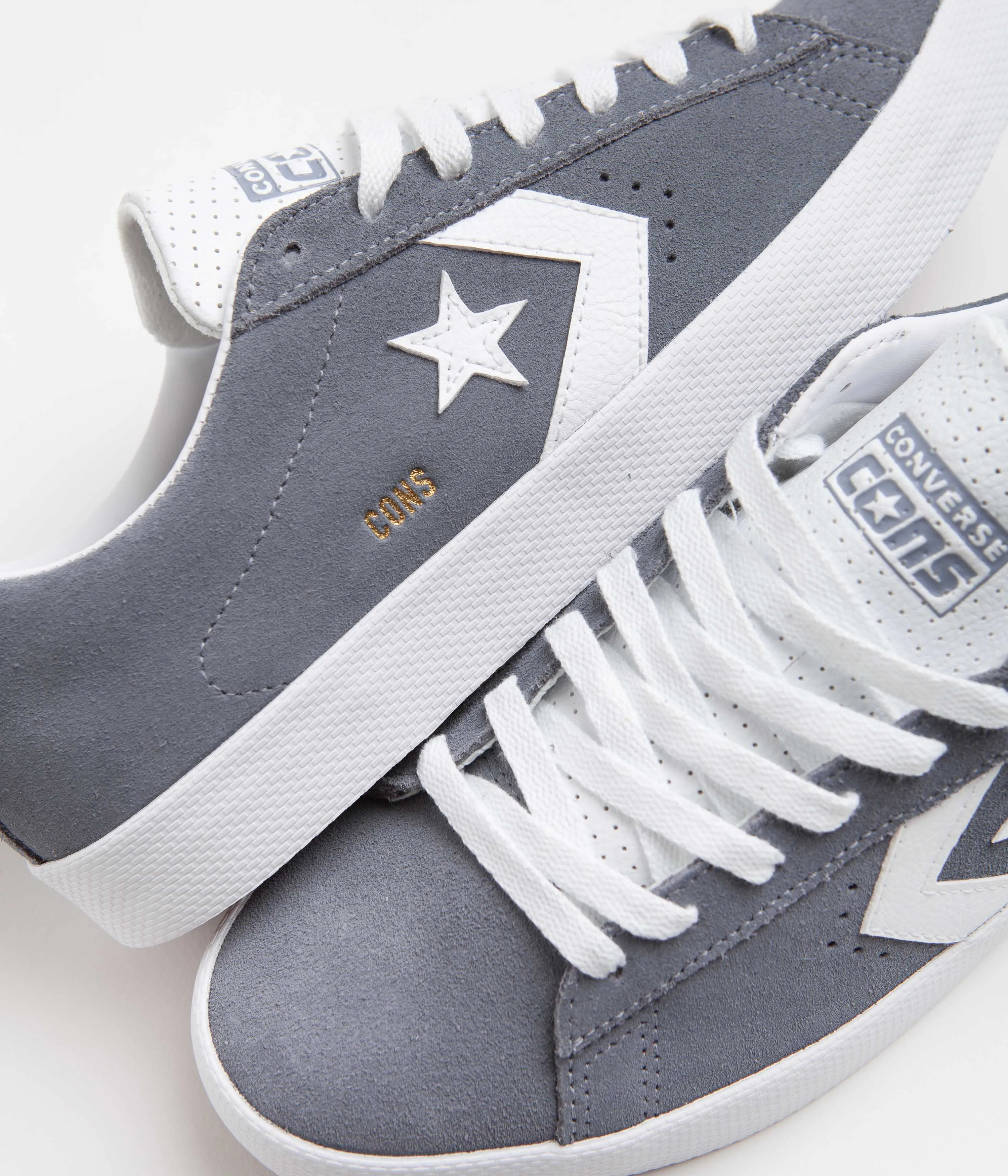 Converse Pro Leather Summer Ox Shoes - Lunar Grey / White / White