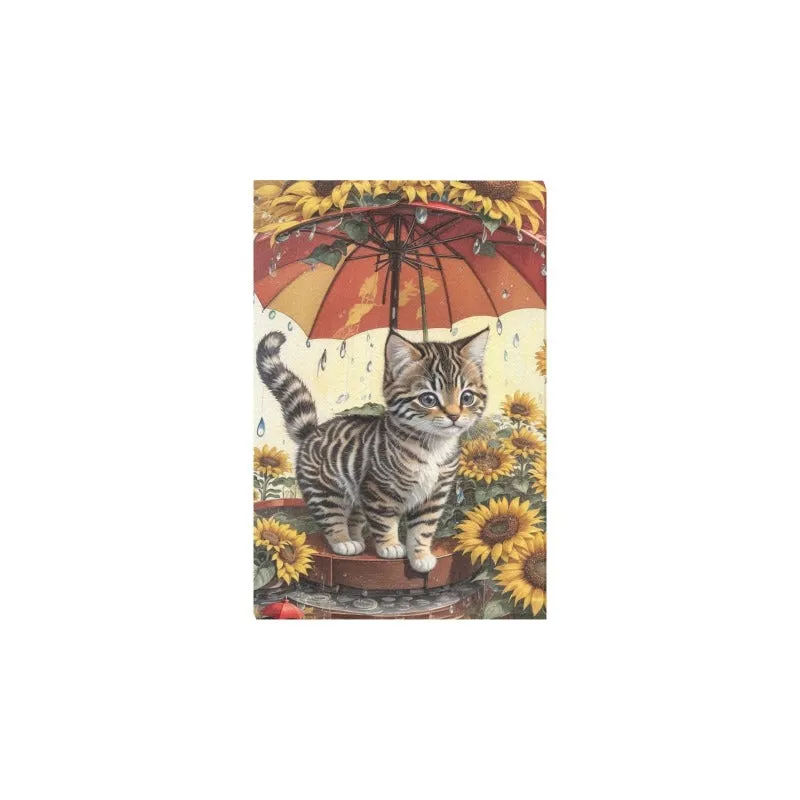 Cute Cat & Sunflower Canvas Print 20"x 30" with Frame