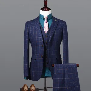 Dark Blue Check Suit