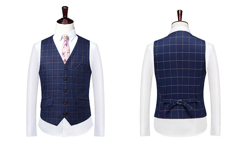 Dark Blue Check Suit