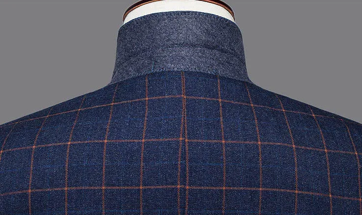 Dark Blue Check Suit