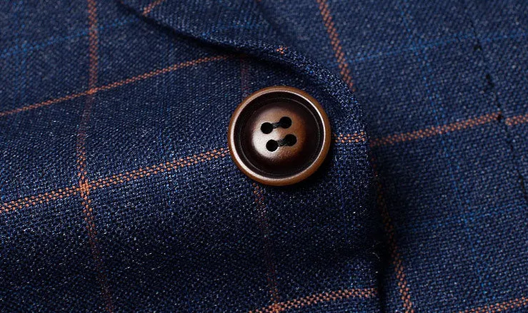 Dark Blue Check Suit