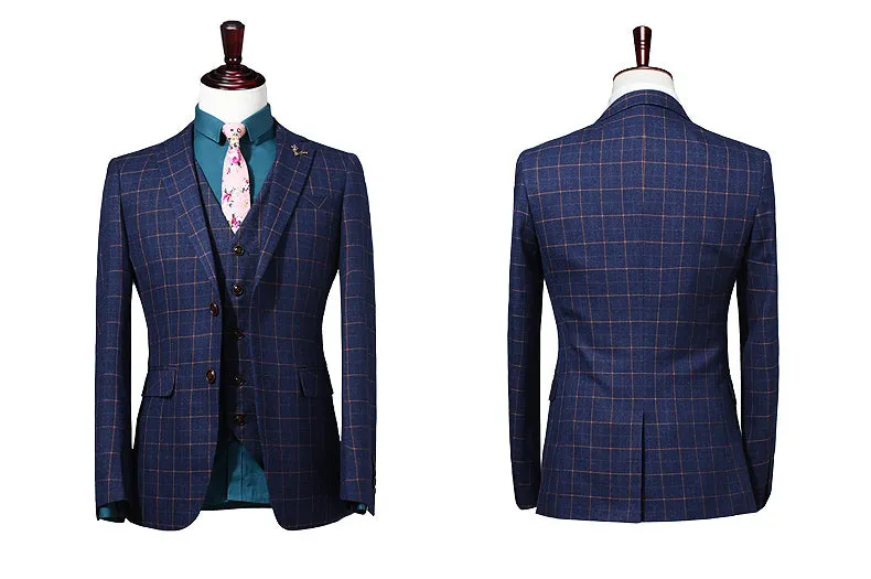 Dark Blue Check Suit