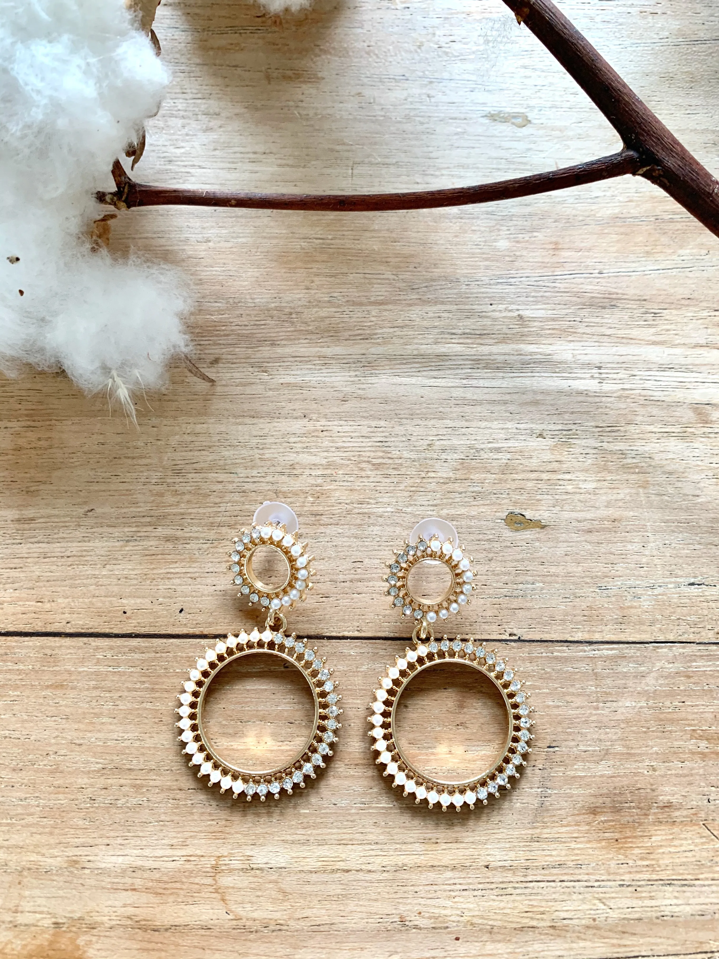 Diamonds and Pearls Gold Earrings