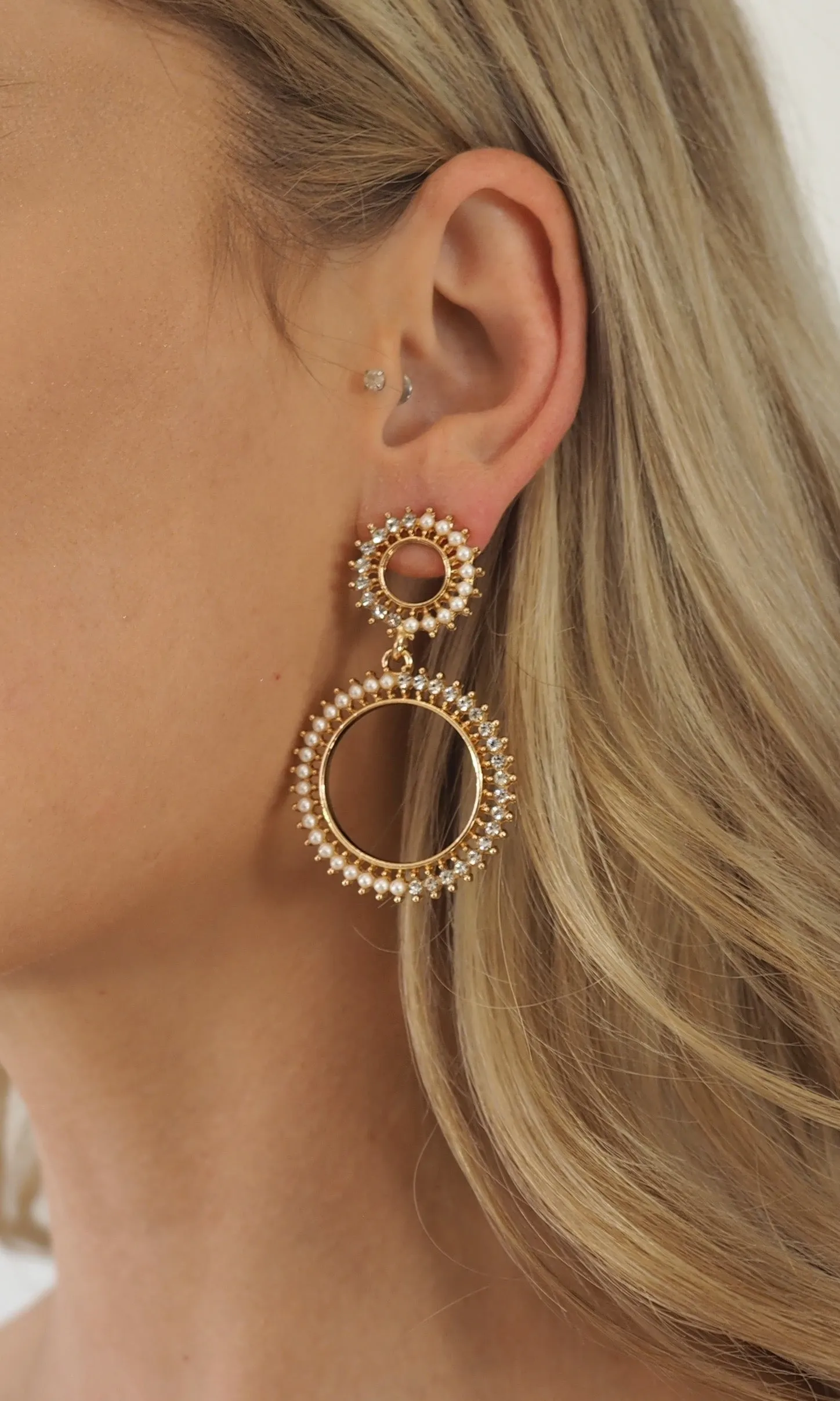 Diamonds and Pearls Gold Earrings