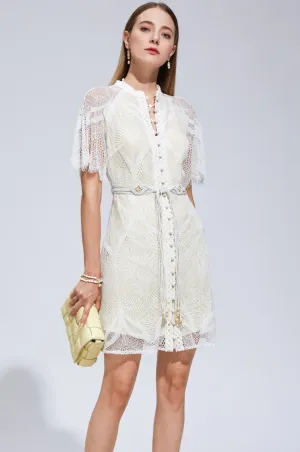 Ella Lace Mini Dress - White/Cream Ella Lace Mini Dress - White/Cream