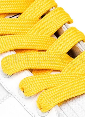 Flat Fat Yellow Shoelaces - 11mm wide
