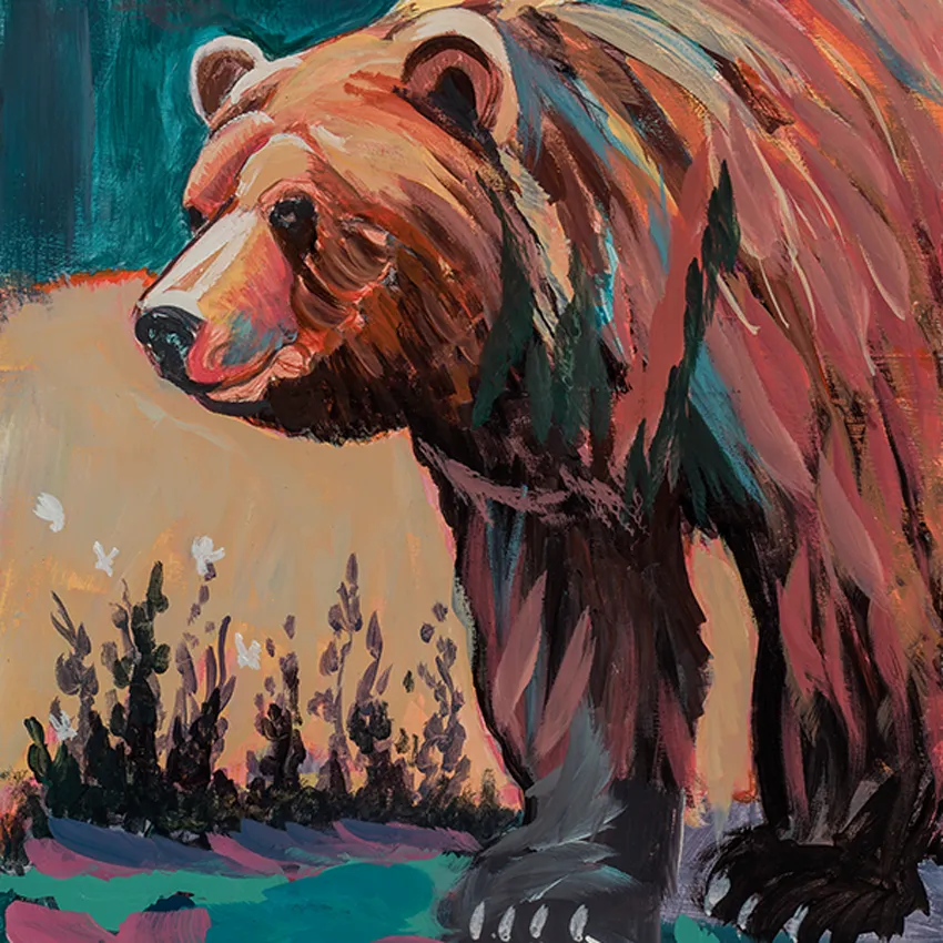 FULL MOON GRIZZLY canvas print with float frame