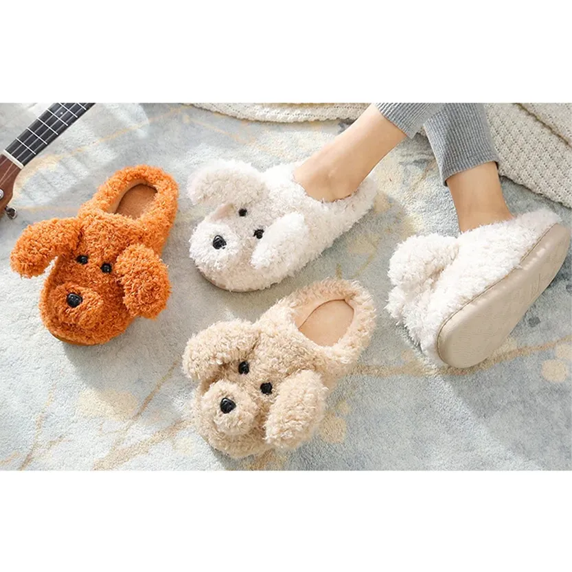 Funki Buys | Shoes | Women's Fluffy Cartoon Dog Fur Slippers