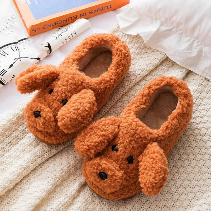 Funki Buys | Shoes | Women's Fluffy Cartoon Dog Fur Slippers