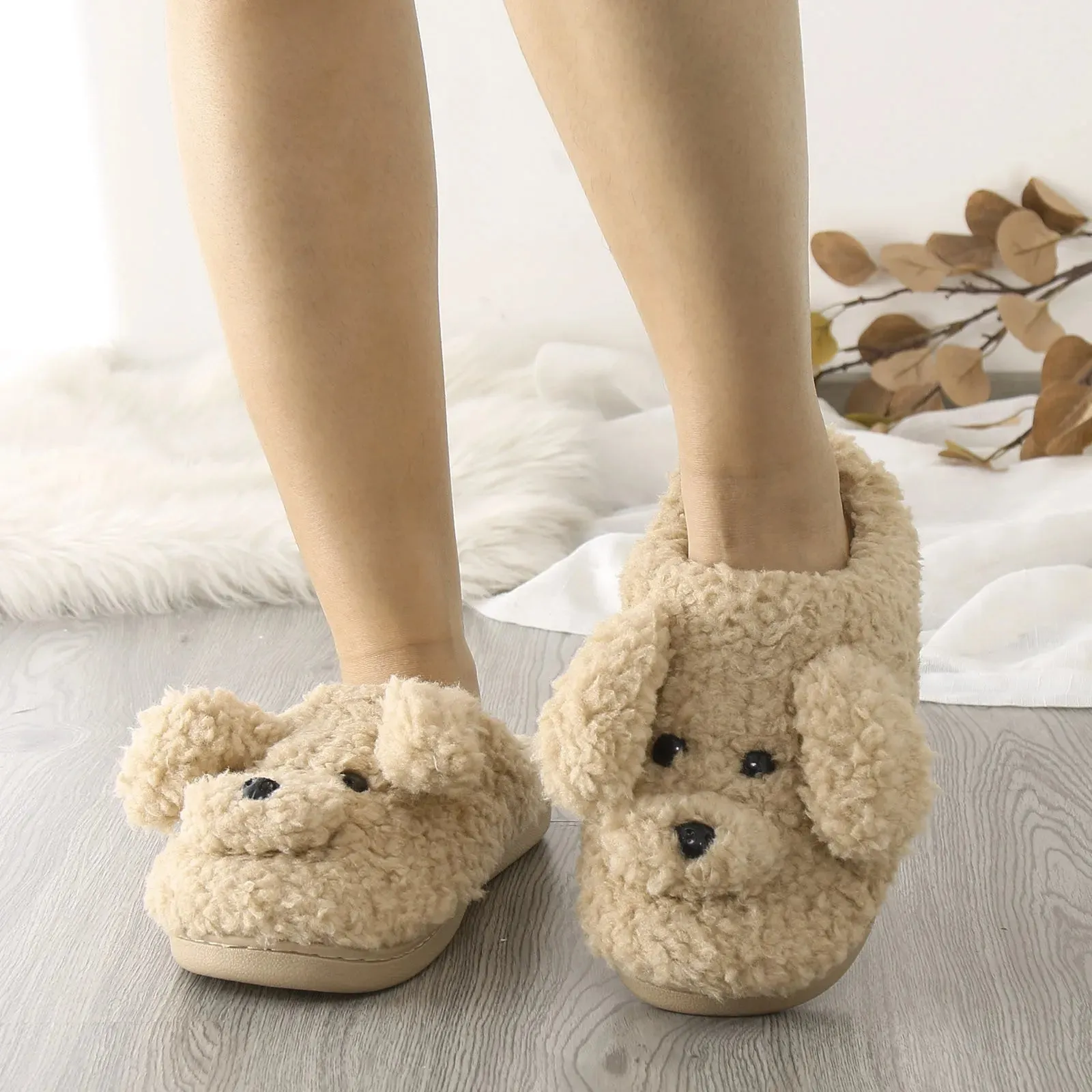 Funki Buys | Shoes | Women's Fluffy Cartoon Dog Fur Slippers