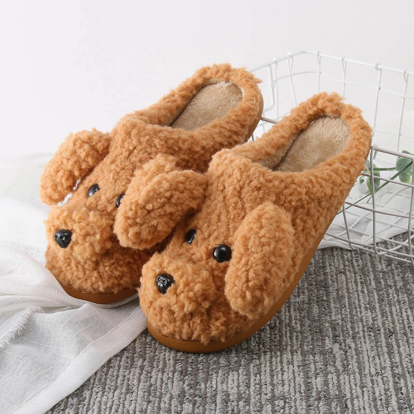 Funki Buys | Shoes | Women's Fluffy Cartoon Dog Fur Slippers
