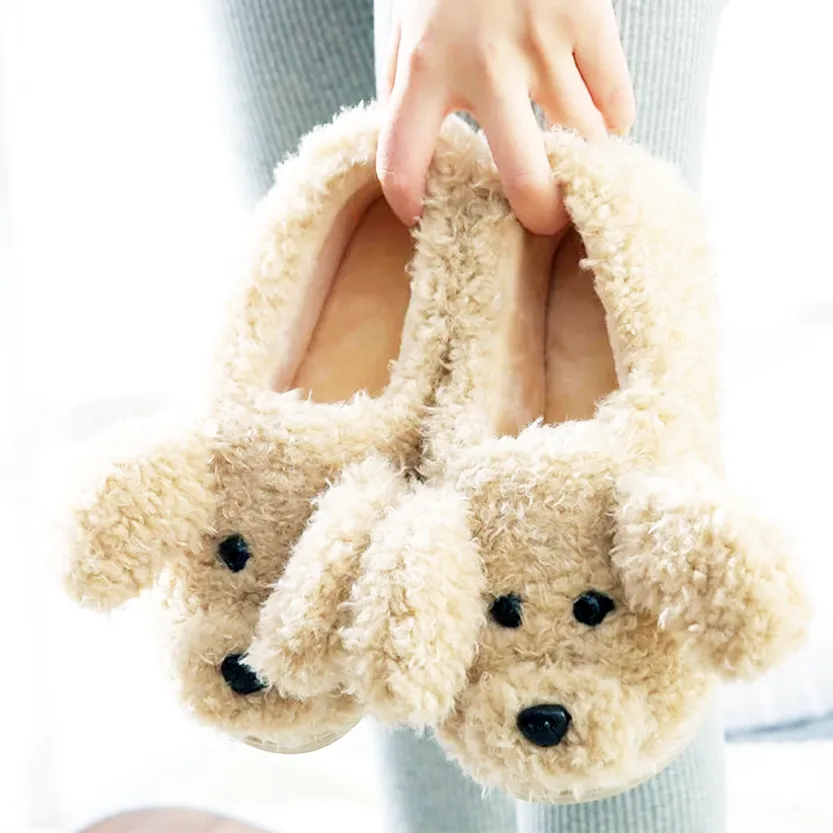 Funki Buys | Shoes | Women's Fluffy Cartoon Dog Fur Slippers