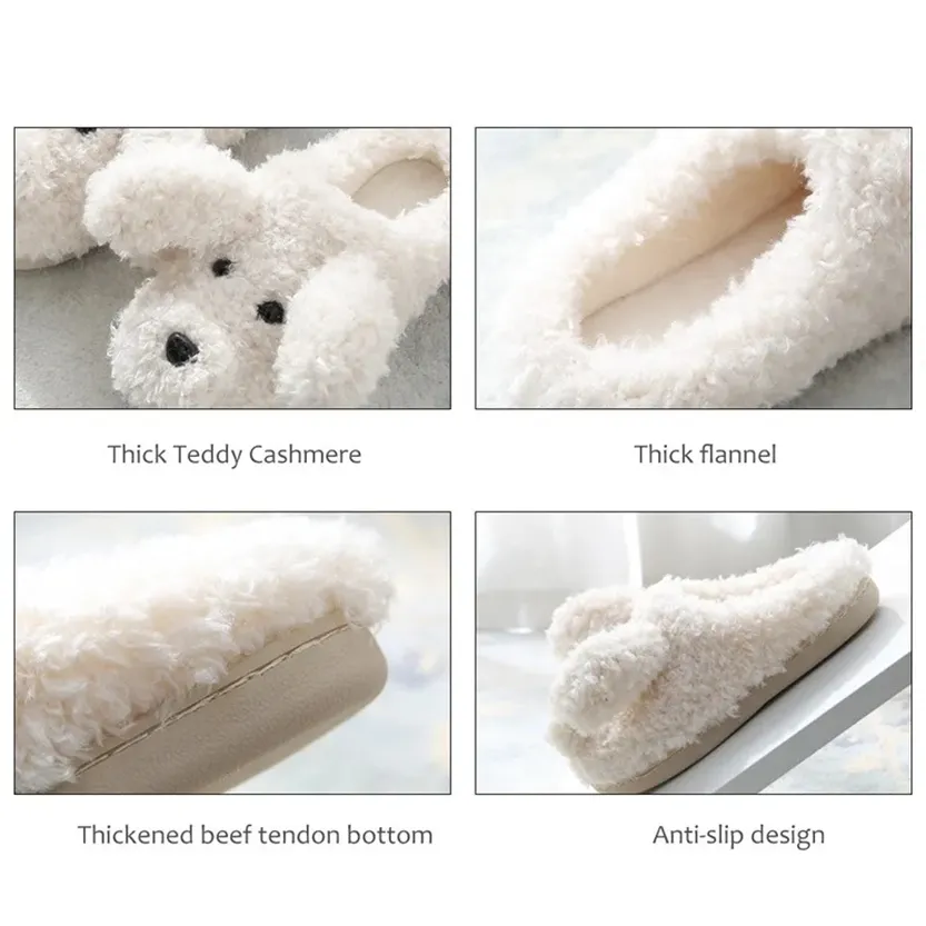 Funki Buys | Shoes | Women's Fluffy Cartoon Dog Fur Slippers