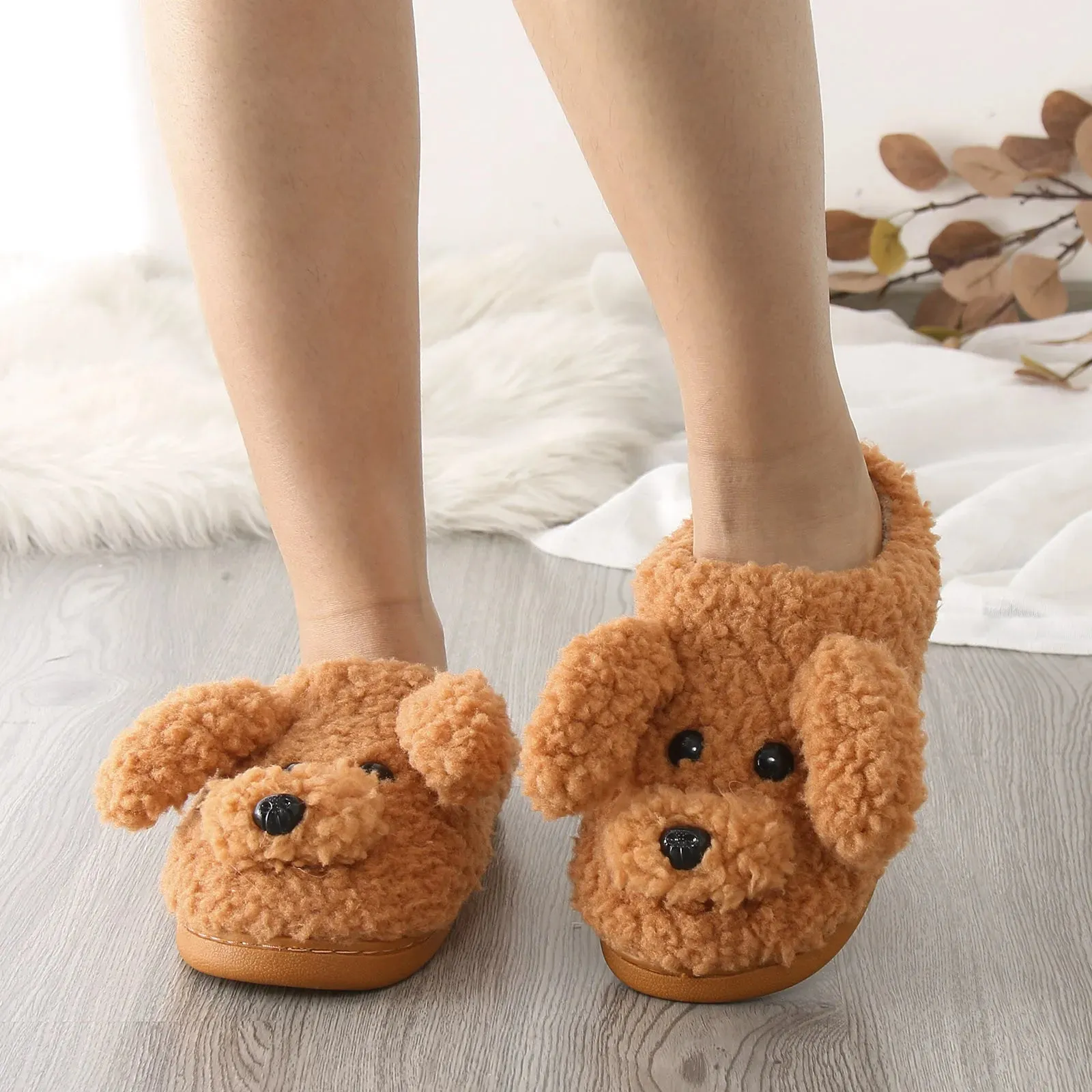 Funki Buys | Shoes | Women's Fluffy Cartoon Dog Fur Slippers